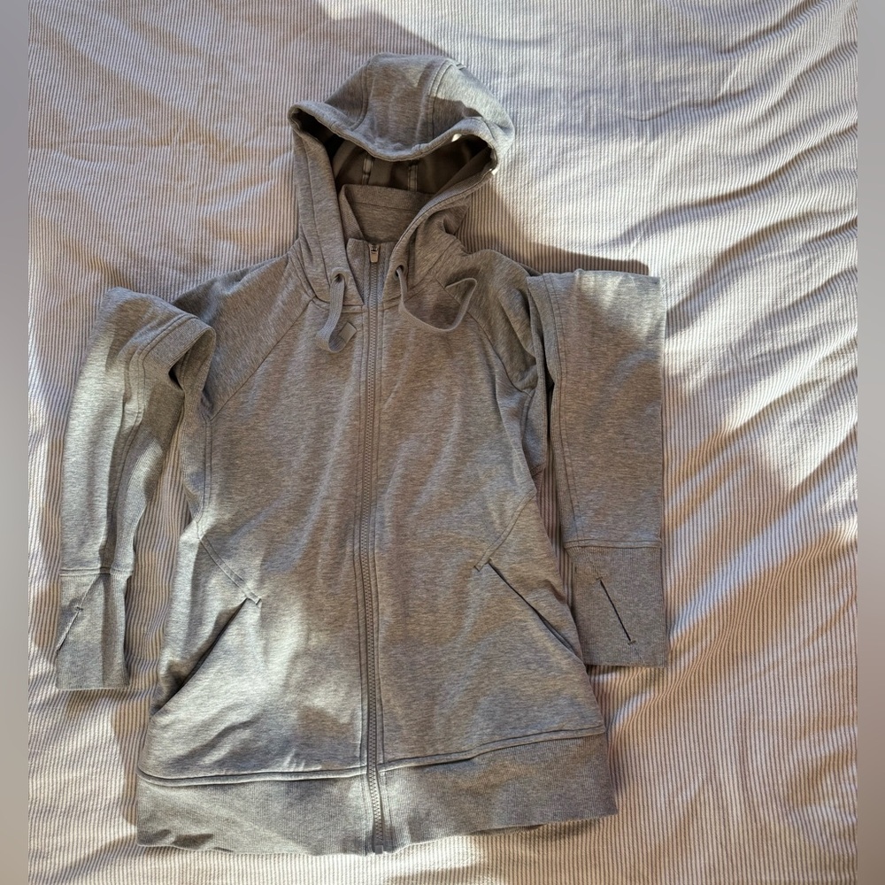 Athleta Light Gray Triumph Zip-Up Hoodie size small
